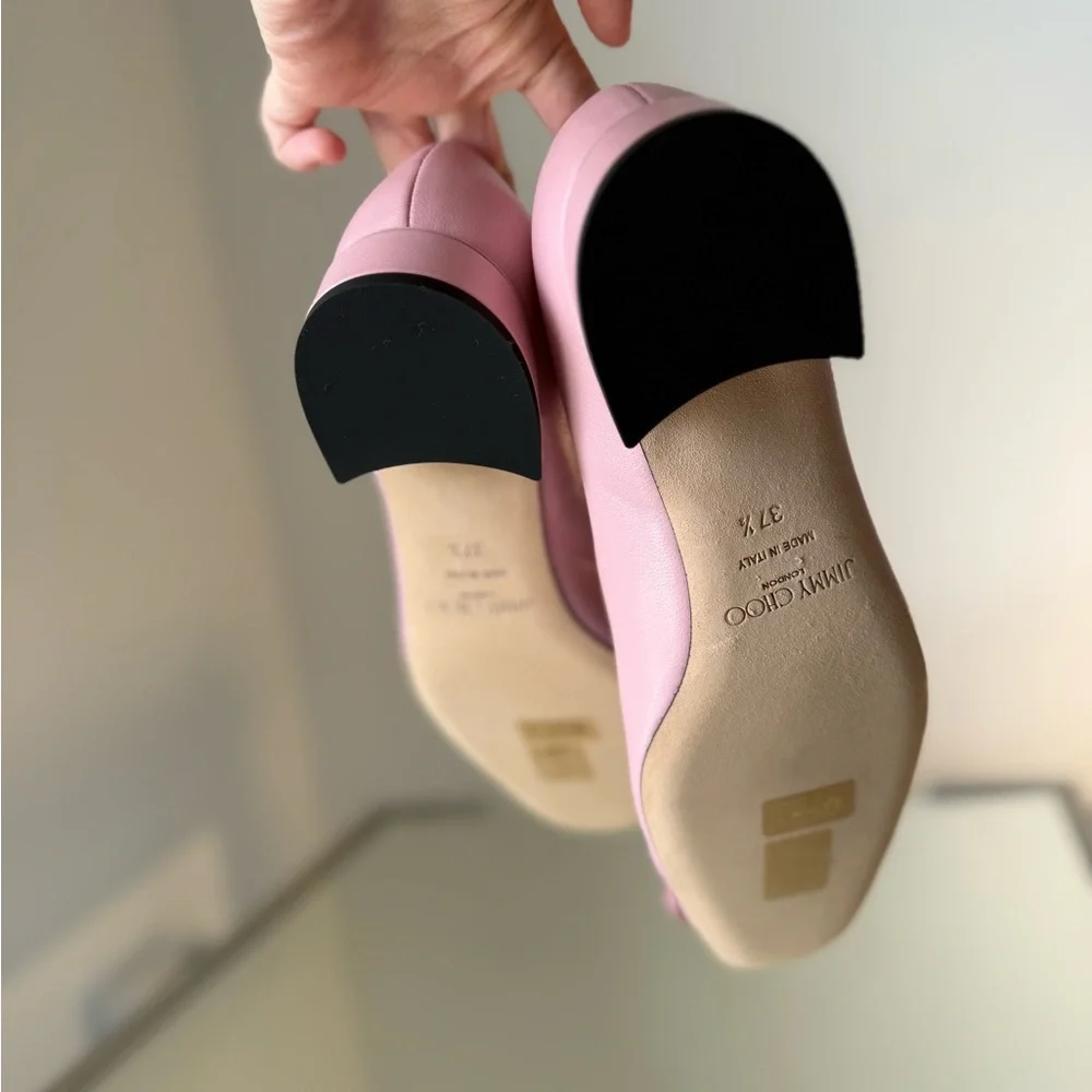 New JIMMY CHOO Rosa Flowers Leather Ballerina Pumps In Rose $925